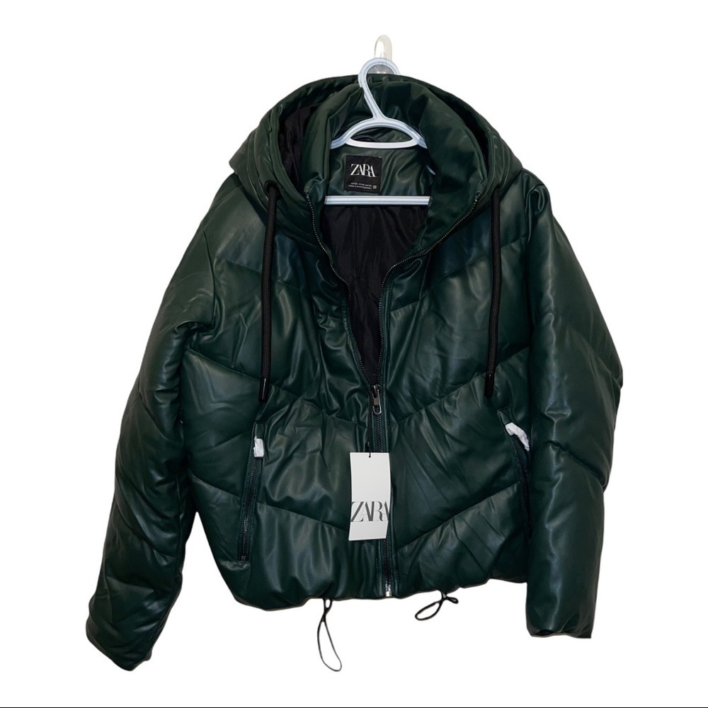 NWT Zara Faux Leather Puffer Women Jacket Size XS - Picture 5 of 8